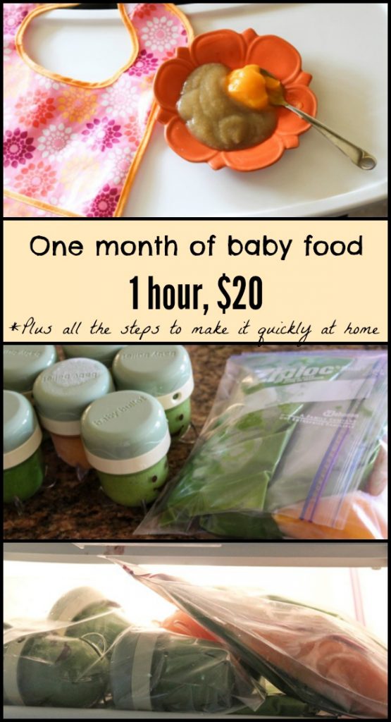 One month of healthy, homemade baby food--quick and inexpensive! fitnessista.com #homemadebabyfood #babyfoodrecipes