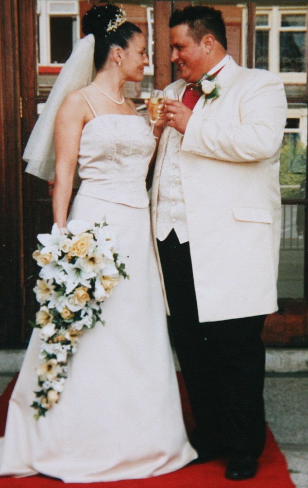 Adele Barkley and her ex-husband Paul, pictured at their blessing in 2004. Adele found out Paul was cheating when their son was just six-weeks-old