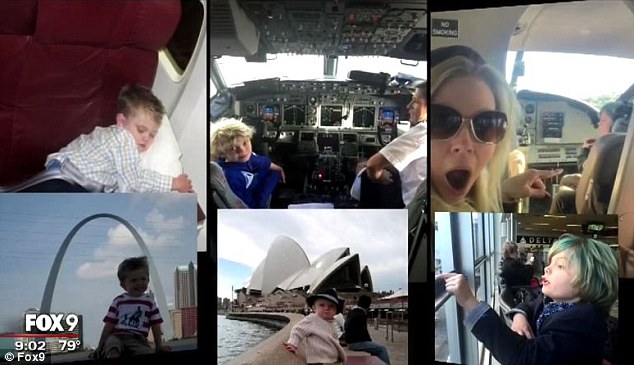 Ali Bergstrom says Chille has been flying with the family all his life (some family photos are seen above) and they