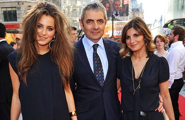 In the past: Rowan Atkinson already had two children from his previous marriage to Sunetra Sastry (right) - Lily, 21 (left), and a son Ben, 23 (not pictured) 