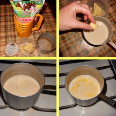 Приготовление напитка из масла-какао и молока